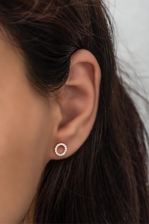 Cercei din argint 925, Heliophilia, 0,90 g, auriu/alb