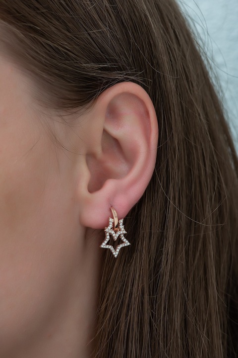 Cercei dama din argint 925, Heliophilia, 3,8g, auriu