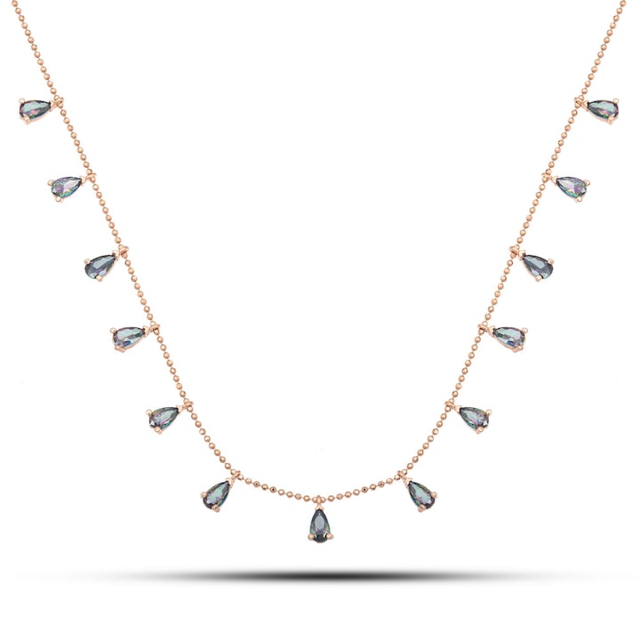 Colier argint 925 dama, Heliophilia, piatra topaz mistic, 0,5x0,5cm, lungime lant 42cm, multicolor