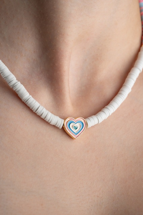 Colier dama, Heliophilia, 42 cm, plastic, aliaj de alama si cupru, multicolor