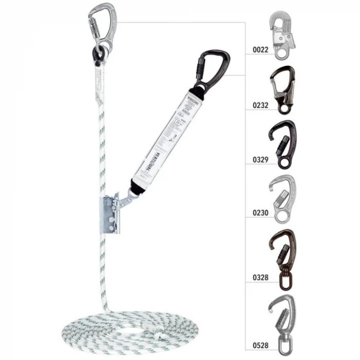 Opritor de cadere cu franghie tip Kernmantel, L=5-50 metri, d=14 mm, din otel, Vertiqual VERTILINE UNIVERSAL 30 m