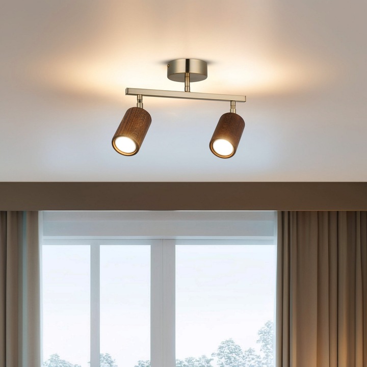 Lustra Lilly, Opviq, dimensiuni 23cm, soclu 2xGU10, capac metalic, inclus bec, antic/maro