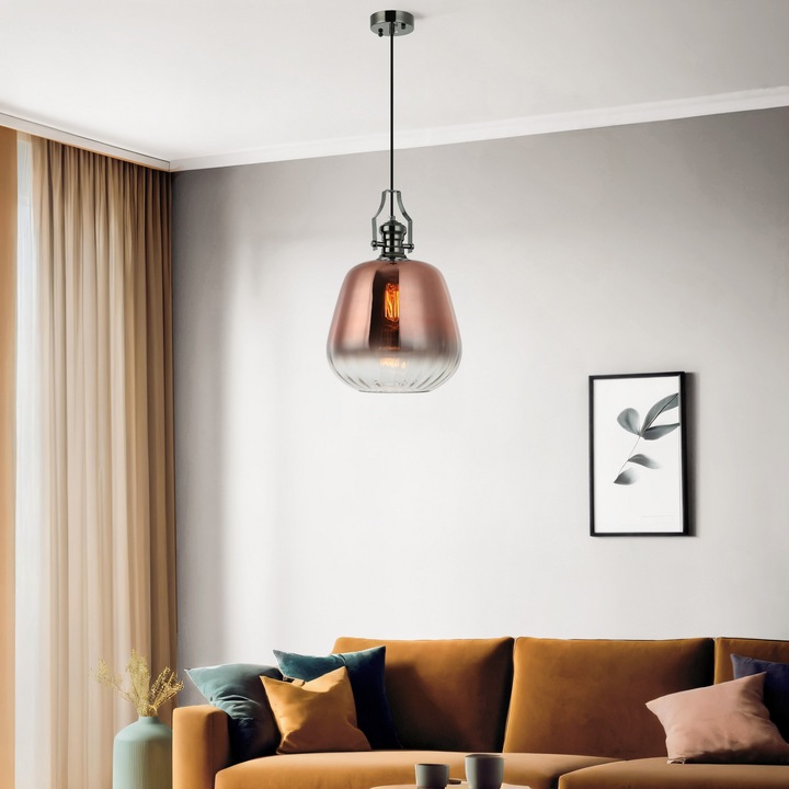 Pendul Kayla, Opviq, argintiu/cupru, dimensiuni: 30cm, înălțime ajustabilă 50-196cm