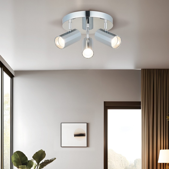 Candelabru Jane, Opviq, metalic, 3x GU10, 15cm, dimensiuni 25x25x3cm