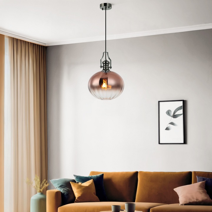 Pendul Harlow, Opviq, argintiu/cupru, capac de sticla Ø28 cm