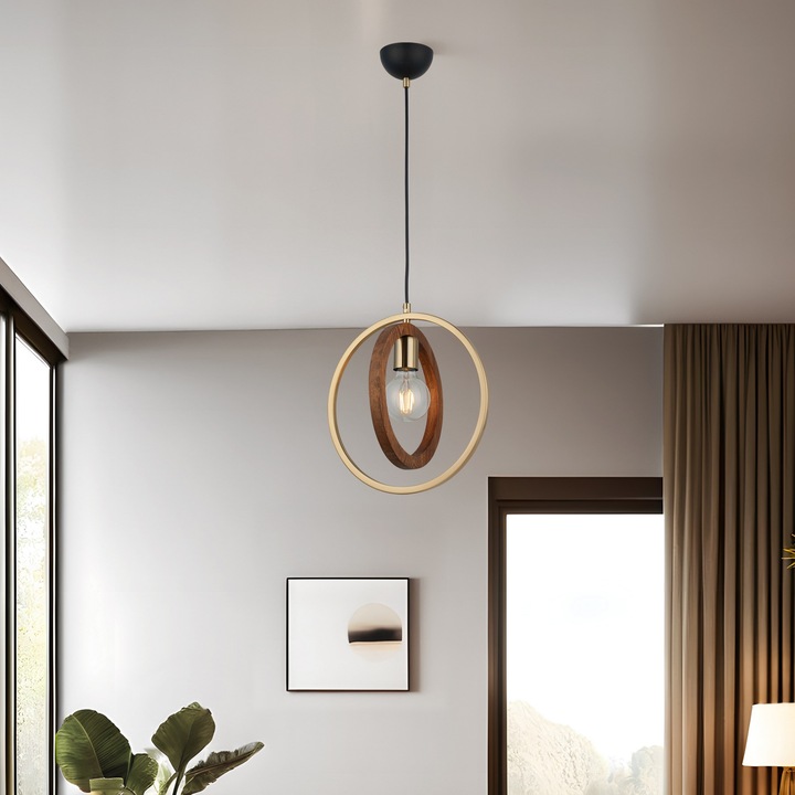 Pendul harmonios, Opviq, maro/auriu, 45-110cm, 1x27max40W