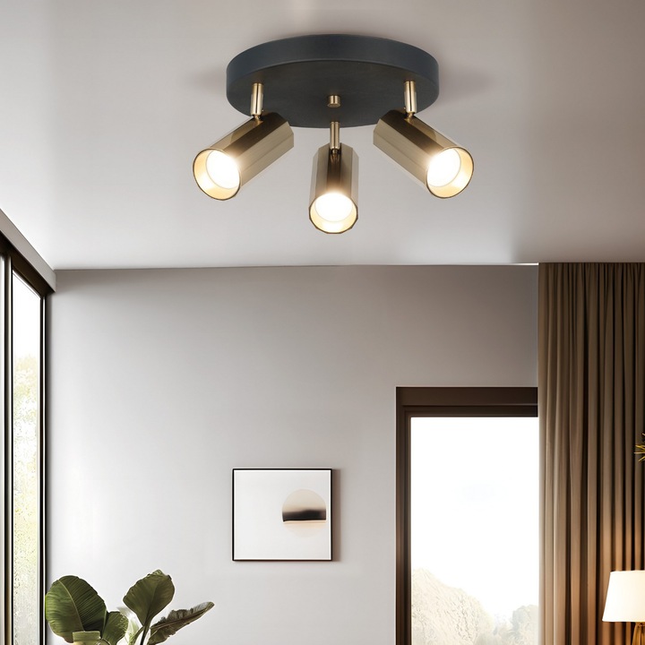 Lustră Opviq, metal, 3 x GU10, dimensiuni 25x25x3cm, înălțime 15cm