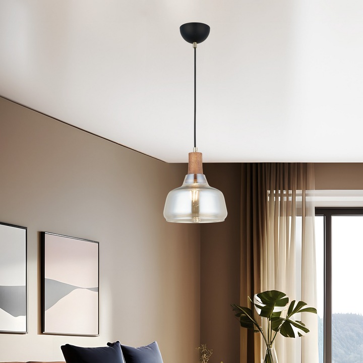 Pendul brynlee, Opviq, negru/maro/transparent, metal