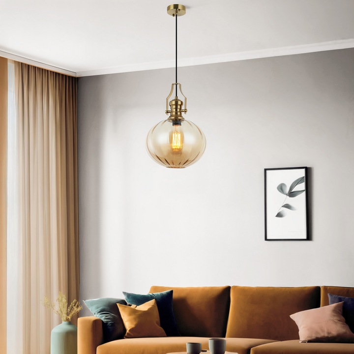 Pendul Lennon, Opviq, auriu, metalic, sticlă, 50-190cm