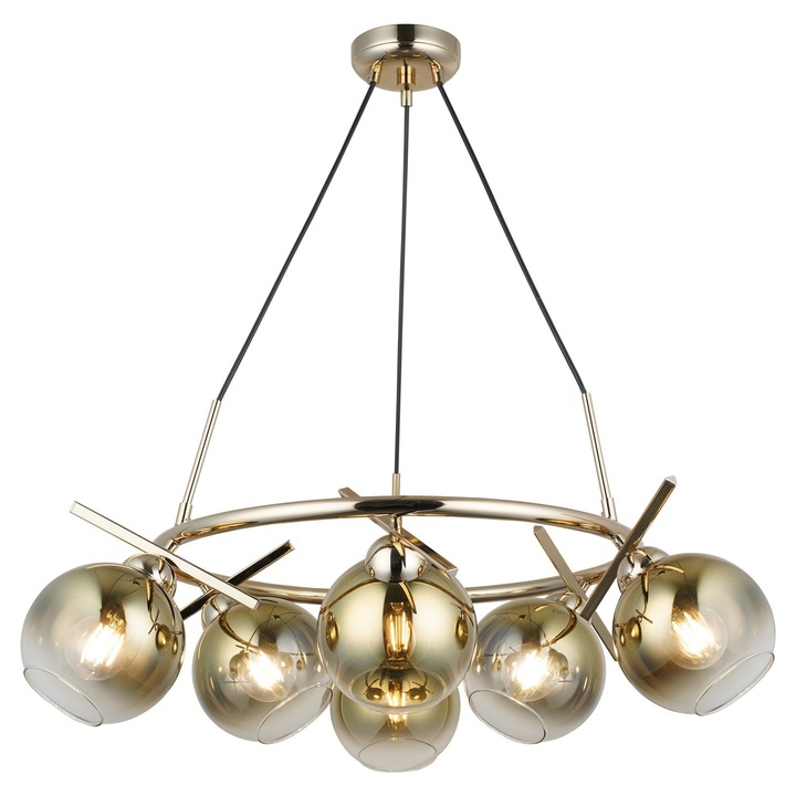 Полилей Opviq, 60-128 см, Диаметър 15x12.5 см, Метал, Стъкло