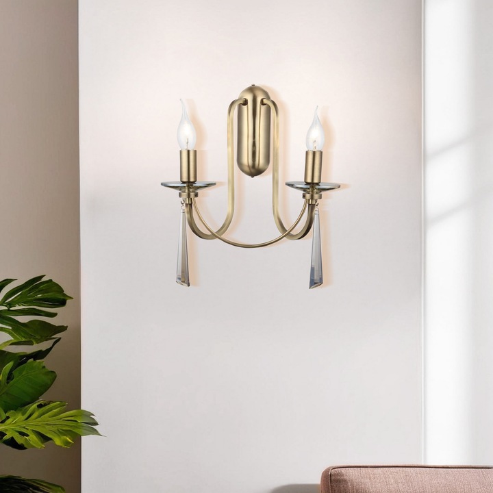 Стенна лампа Mariana, Opviq, метална, 2 x E14, 38 см, 7 x 19 x 3 см