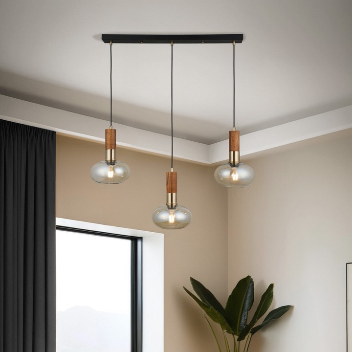 Lustra Paige, Opviq, negru/maro, metal