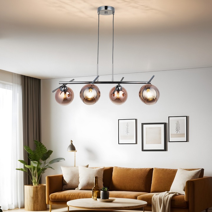 Lustra Jocelyn, Opviq, argintiu, metalic, sticlă, 50-80cm