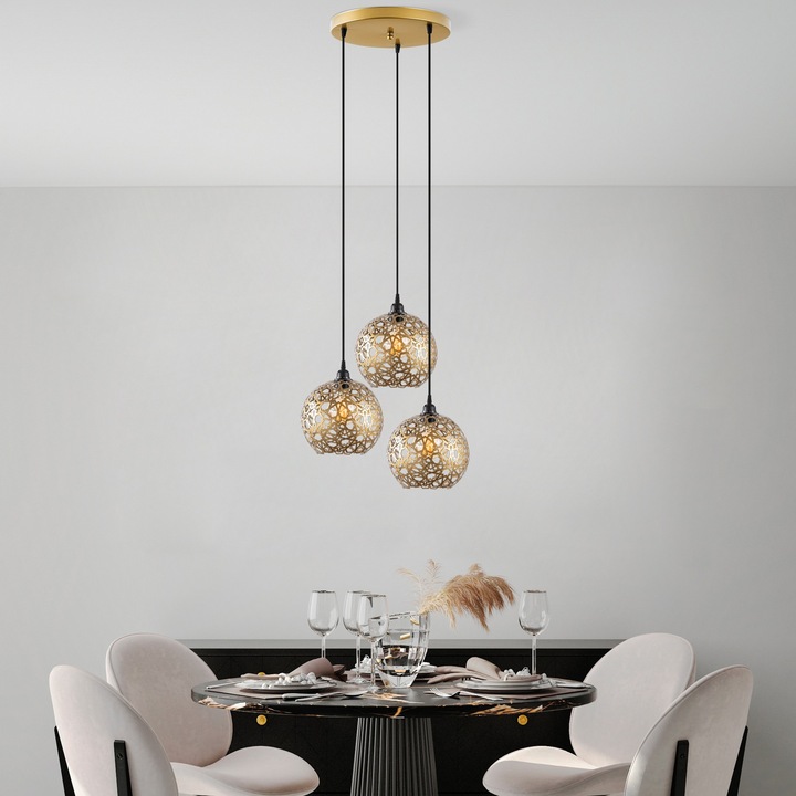 Lustra Dallas, Opviq, metal, 37x37x117cm, soclu 3xE27 max 40W, antic