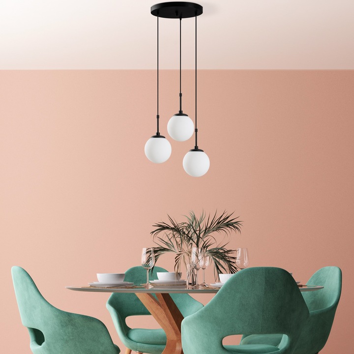 Lustra Opviq Zelda, 3 lumini, ajustabila 40-115cm, metalic, 36x36x115cm