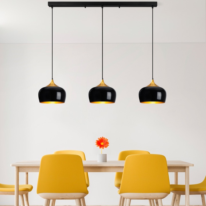 Candelabru metalic Opviq Louise 5822, înălțime reglabilă 43-123cm, dimensiuni 140x30x123cm, tip soclu 3xE27, negru/antic