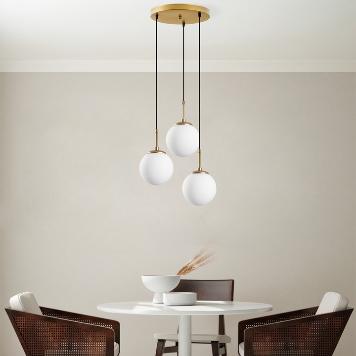 Lustra Bethany, Opviq, metal, înălțime reglabilă 40-120cm, 45x45x120cm, antic/alb