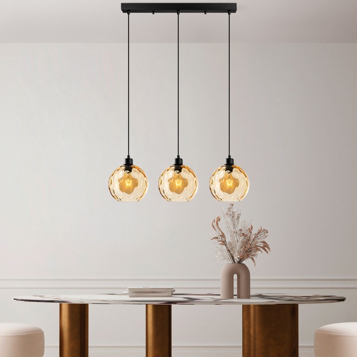 Candelabru Leyla, Opviq, metalic, dimensiune 70x20x120cm, înălțime reglabilă 40-120cm, negru/galben