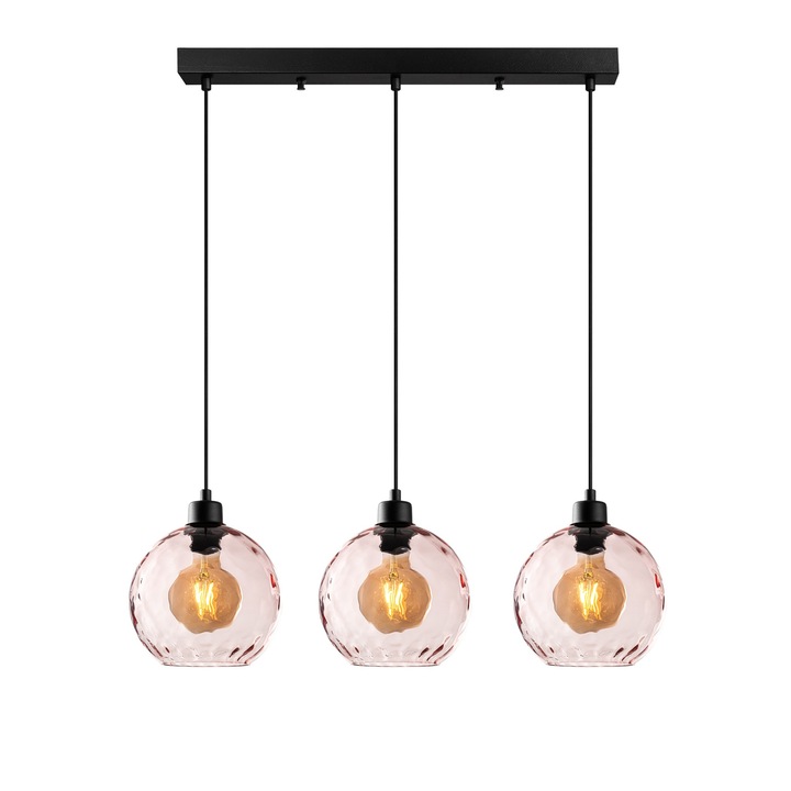 Lustra Jayda, Opviq, metal, 3 socluri E27, ajustabila 40-120cm, diametru 20cm, 70x20x120cm