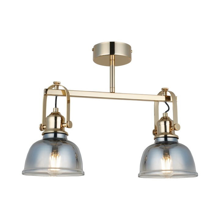 Lustra, Opviq, metal, 2 x E27, 33cm, auriu/argintiu