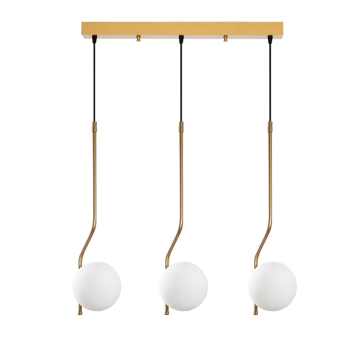 Lustra Skyla, Opviq, metalic, dimensiuni 70x15x110cm, înălțime reglabilă 65-110cm, antic/alb