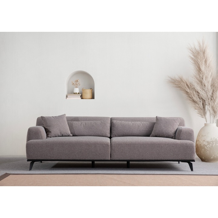 Canapea 3 locuri Elis, Atelier Del Sofa, 100% poliester, 240x100x75cm, gri