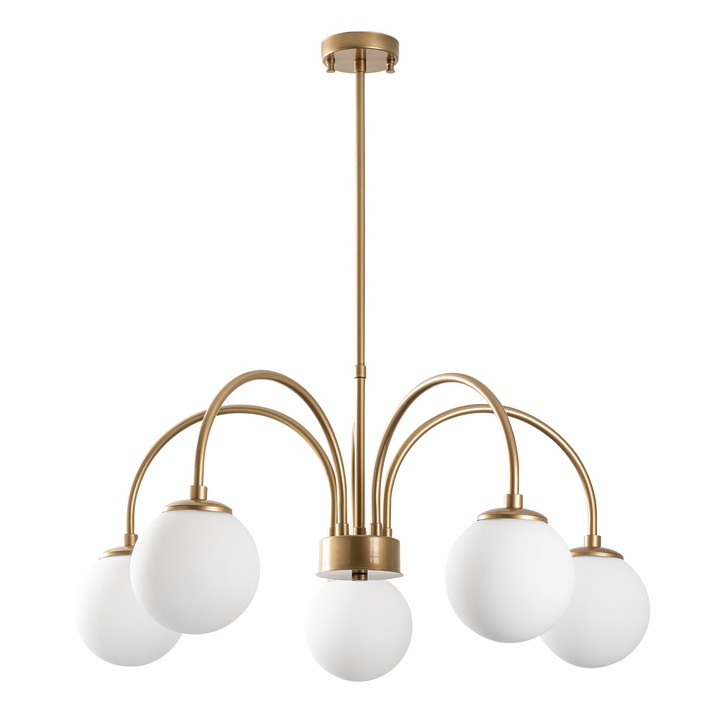 Полилей Opviq, 70x15x60-80 см, Метал, Стъкло, Бял/Златист