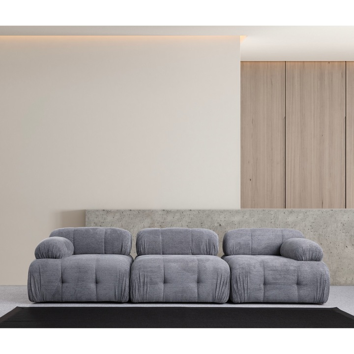 Canapea 3 locuri, Atelier Del Sofa 6062, lemn de fag, 290x95x75cm, gri, moale