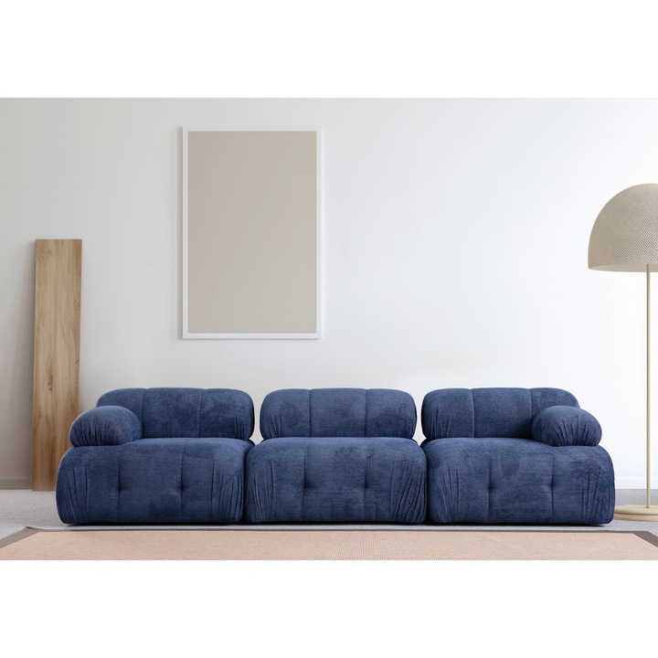 Canapea 3 locuri Atelier Del Sofa Liliana, lemn fag, poliester, albastru, 290x95x75cm