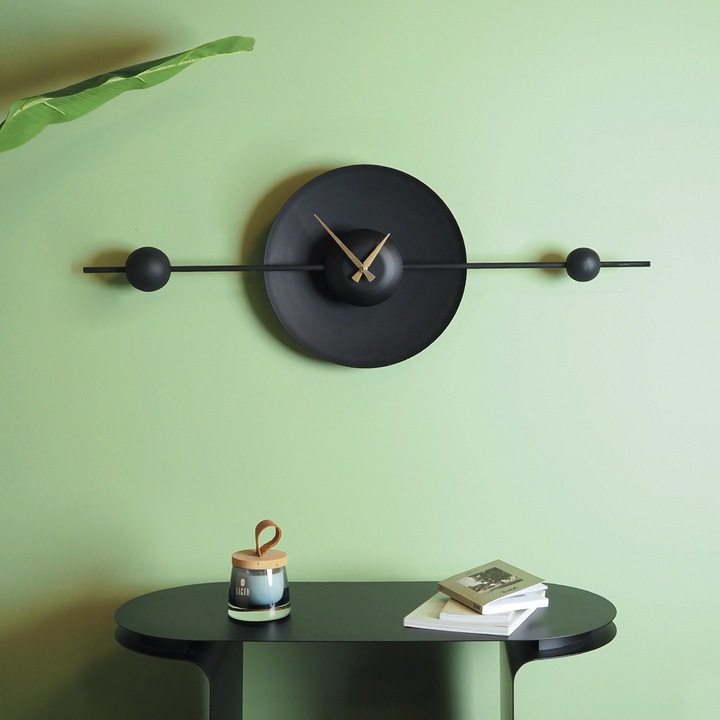 Ceas decorativ de perete metalic Wallity Sophia, mecanism silentios, 36x99cm, 1,5kg