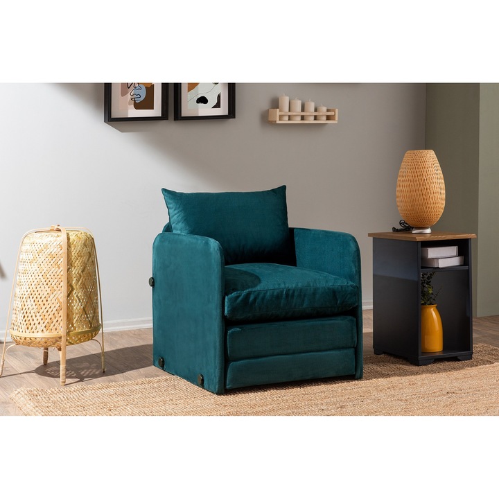 Разтегателен фотьойл Francesca, Atelier Del Sofa, метал/полиестер, 68x70x66см, легло 200x60см, син