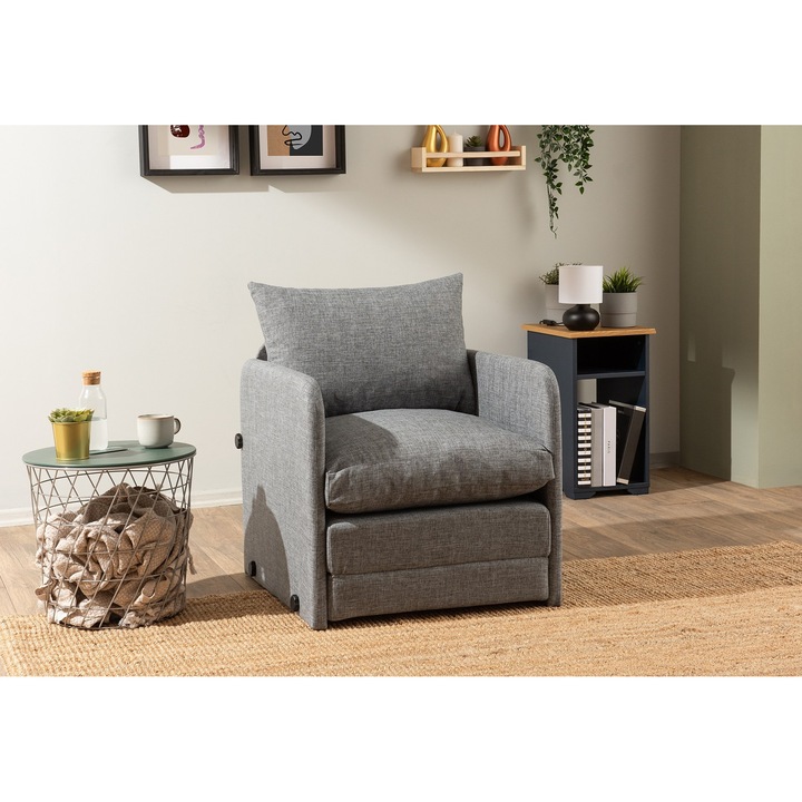 Разтегателен фотьойл Atelier Del Sofa Azalea, метал, лен, 68x70x66см