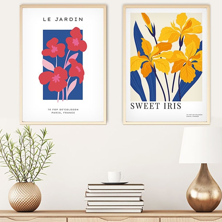 Tablouri decorative, Wallity, pictura mdf cu rama din lemn masiv, 50x70cm, set 2 piese