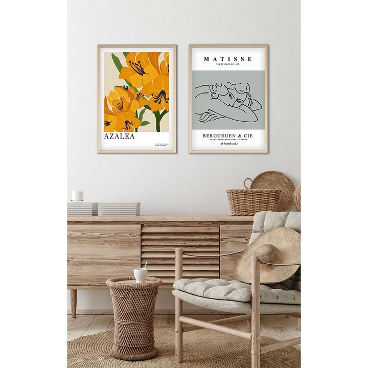 Dekoratív festmények, Wallity, MDF festmény tömörfa keretben, 35x50cm, 2 darabos szett