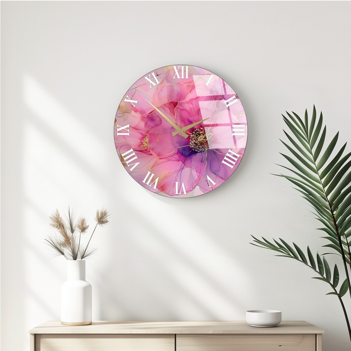 Dekoratív üveg falióra, Wallity, Elizabeth modell, 40 cm, 4 mm vastagság