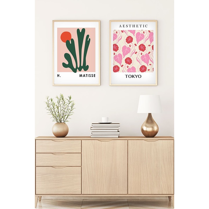 Dekoratív festmények, Wallity, MDF festmény tömörfa keretben, 35x50cm, 2 darabos szett