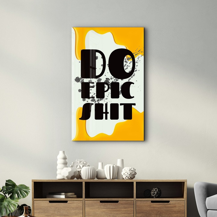 Dekoratív kép edzett üvegből, Madilyn, Wallity, sárga/fekete