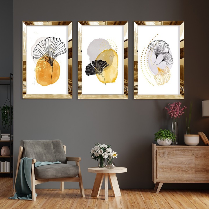 MDF-plexiből készült díszfestmény, Gloria, Wallity, arany/fehér