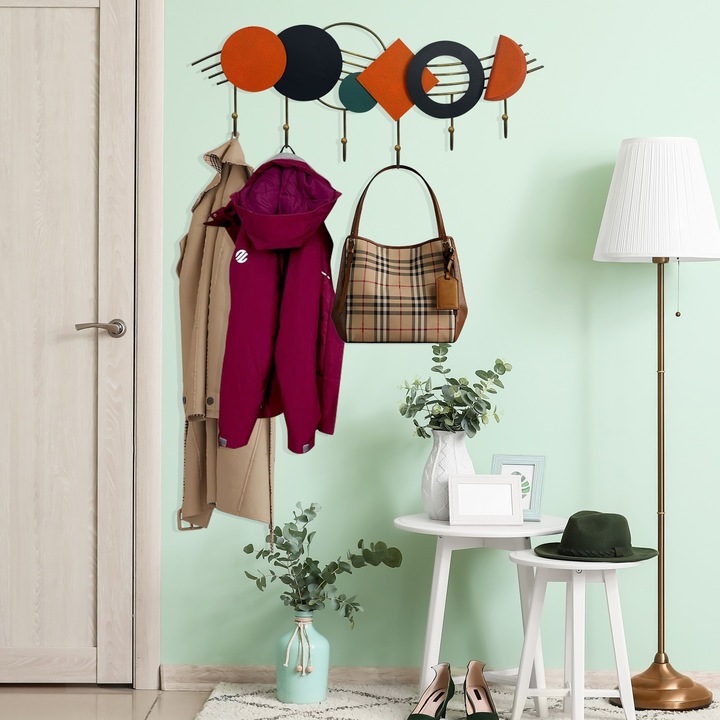 Cuier metalic de perete angelica, Wallity, portocaliu/negru