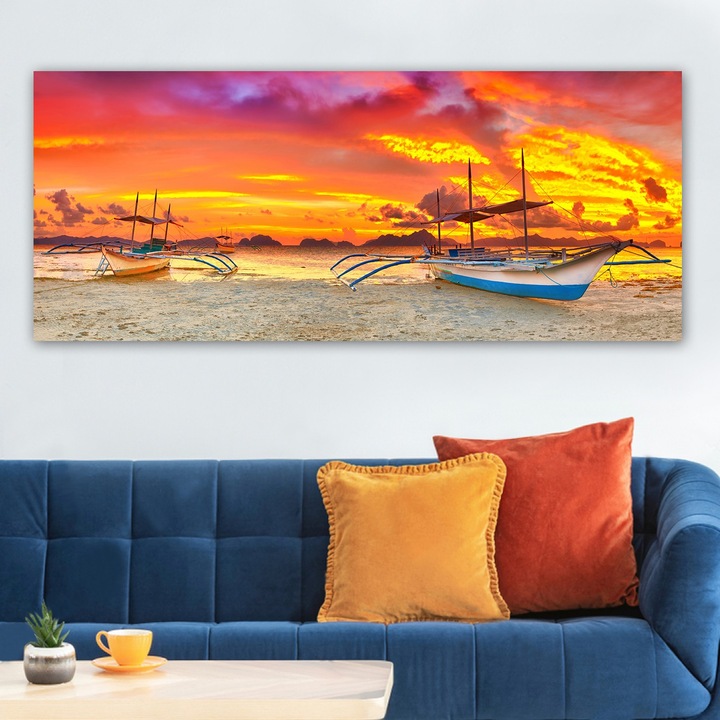 Dekoratív vászonkép Wallity, 50x120cm, 100% fa, 3cm vastagság