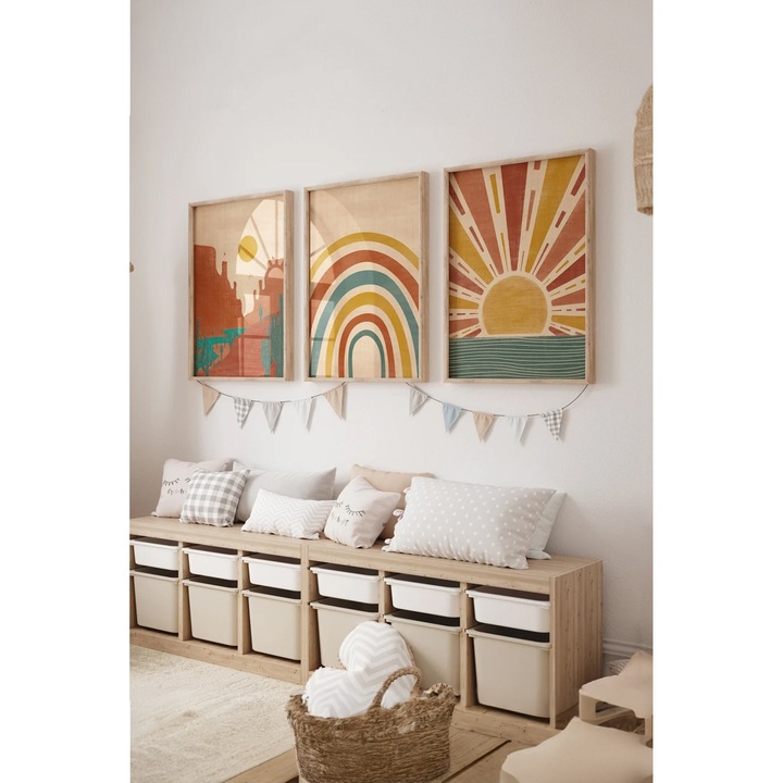 Dekoratív festmények, Wallity, 3 darabos készlet, 33x48cm, tömörfa