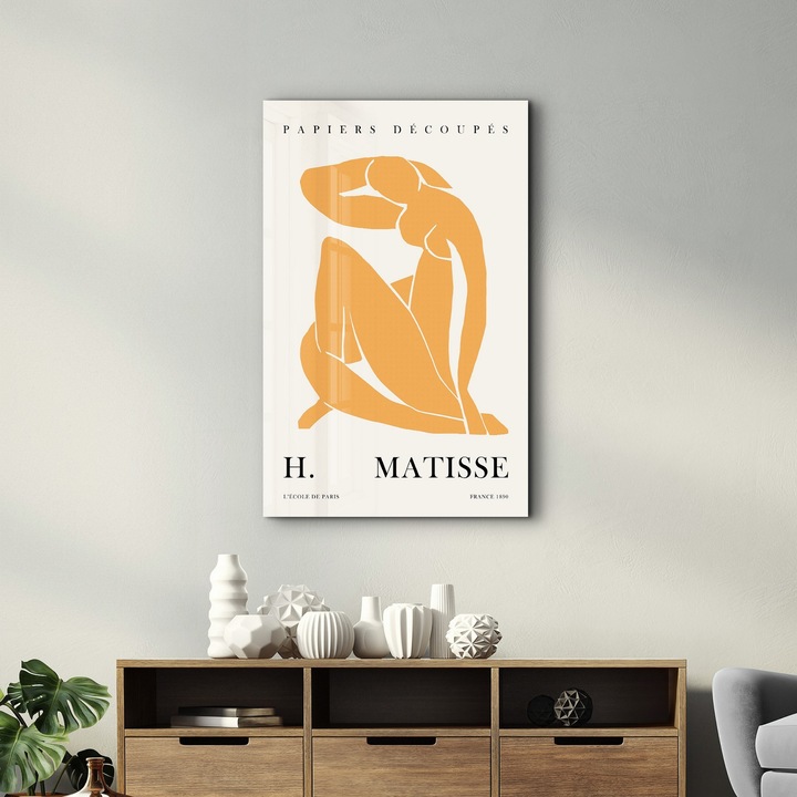 Edzett üvegfestmény, Wallity, fehér/sárga