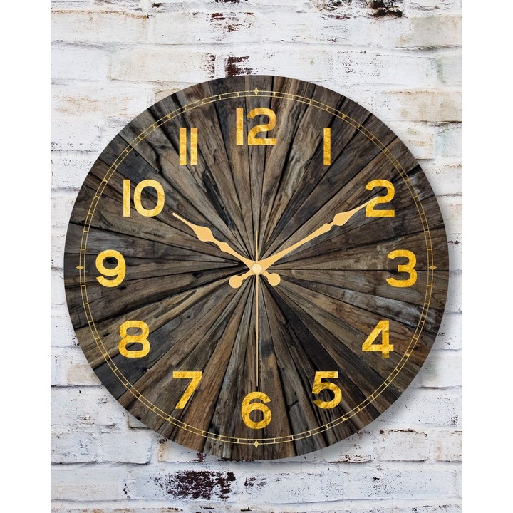 Ceas decorativ Wallity, model Kaydence, 36x36cm, sticla 100%