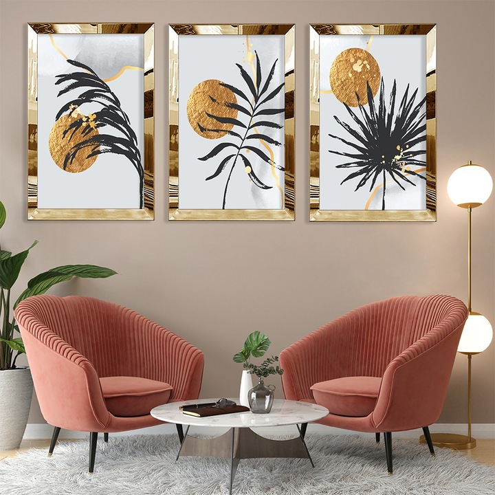 Tablouri decorative set 3 piese, Wallity, mdf-plexiglass, 30x40cm