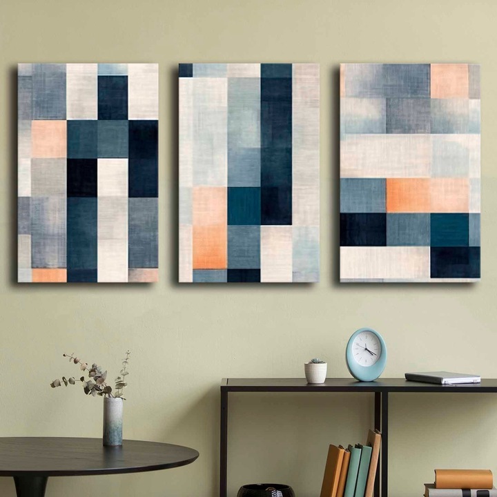 Tablouri decorative canvas (set 3 piese), Wallity, 45x70cm, 100% canvas, 100% lemn de pin