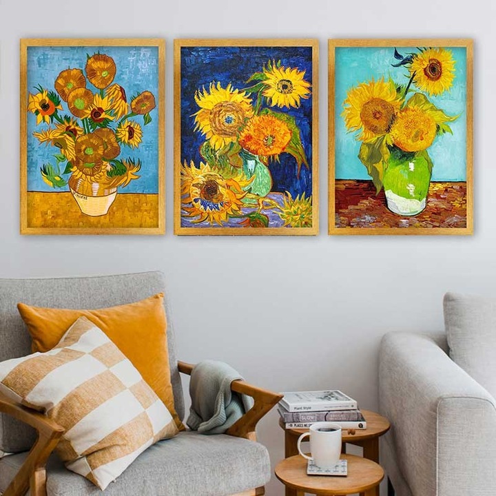 Dekoratív festmények, Wallity, Zahra, 3 darabos készlet, 35x45cm, fa