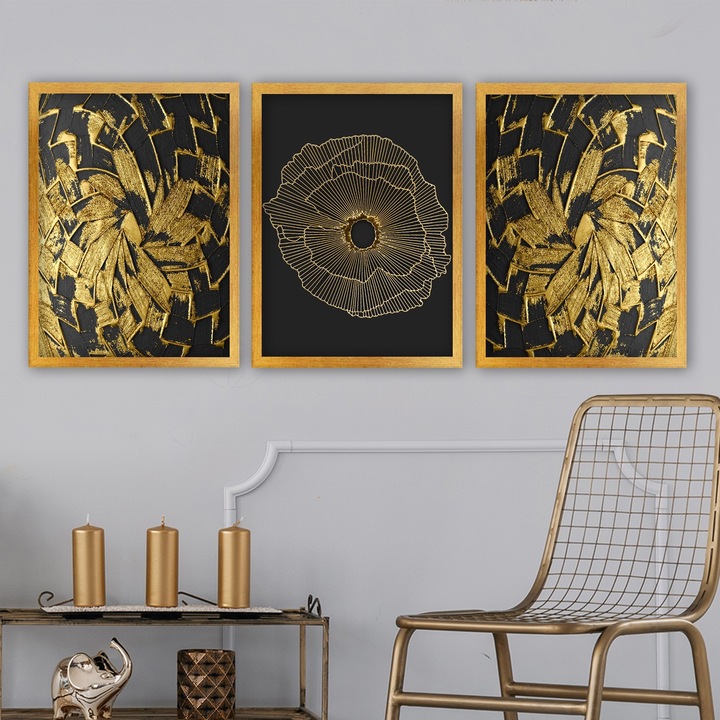 Dekoratív festmények, Wallity, 35x45cm, 3 darabos készlet, MDF, műanyag