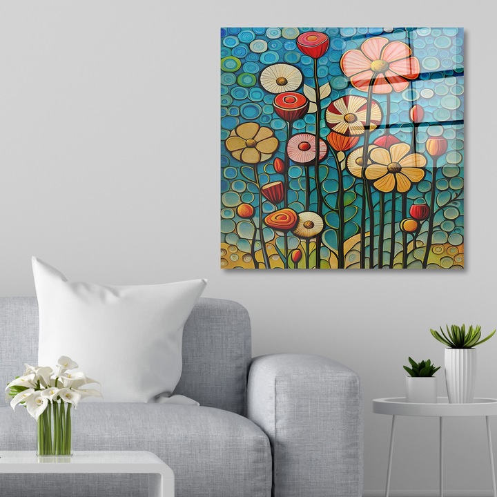 Dekoratív kép edzett üvegből, Wallity, 50x50cm, arany