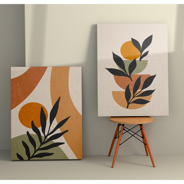 Dekoratív vászonképek, Wallity, 70x100cm, 2 darabos szett, fa