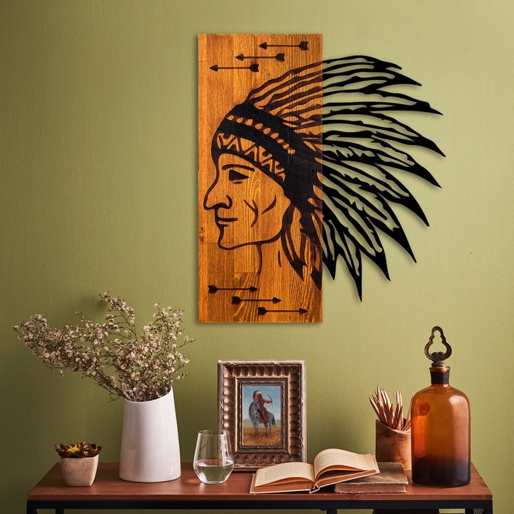 Dekoratív fa fali kiegészítő Lorenzo, Wallity, barna/fekete